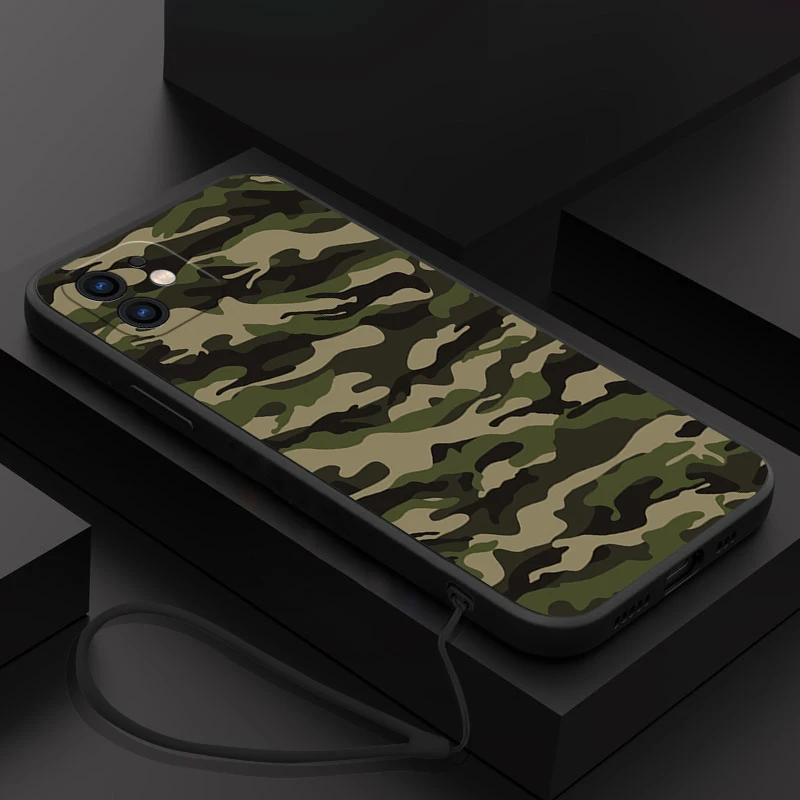 

Camouflage Pattern Camo military Army Phone Case For iPhone 14 13 12 11 Pro Max Mini X XR XS MAX 8 Plus 6S Plus with Hand Strap
