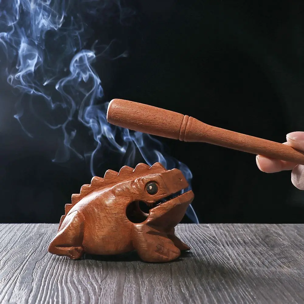 

Decoration Percussion Art Figurines Fortune Symbol Lucky Craft Wooden Block Money Frog Musical Instrument