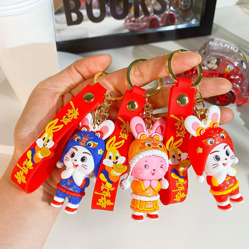 

Брелок с милым рисунком кролика, брелок с мультяшным дизайном для женщин, подвеска для сумки, вечерние для друзей на китайский новый год