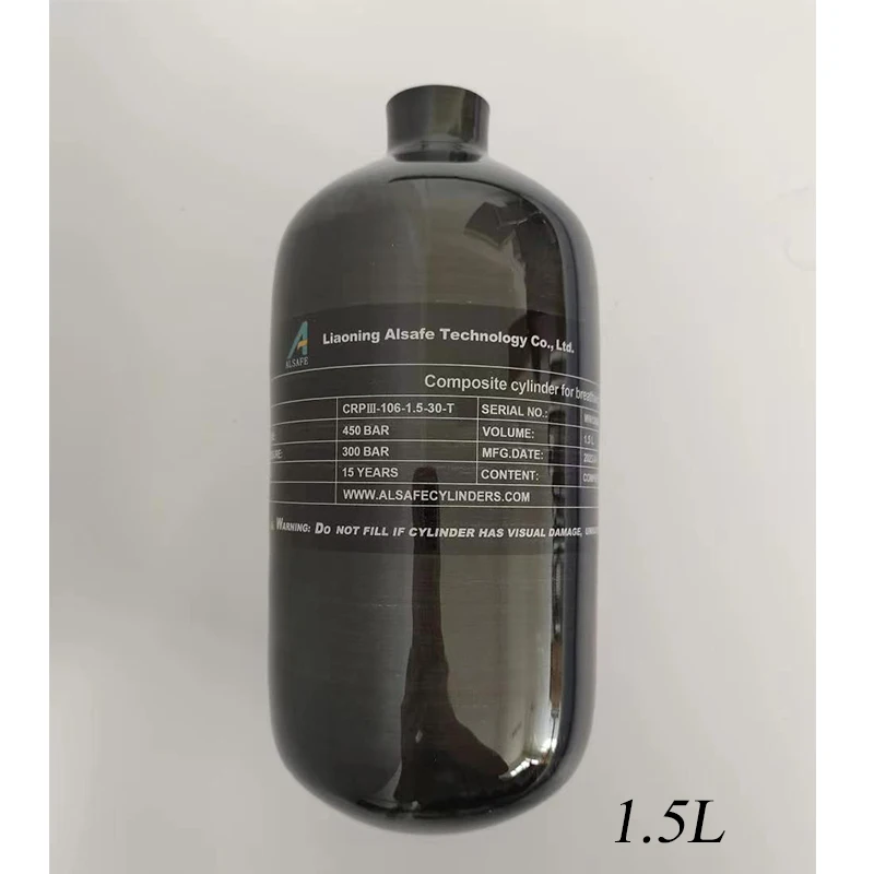 Газовые баллоны из углеродного волокна ALSAFE 4500Psi 30Mpa 1.5L, резервуар для подводного плавания, Воздушная бутылка