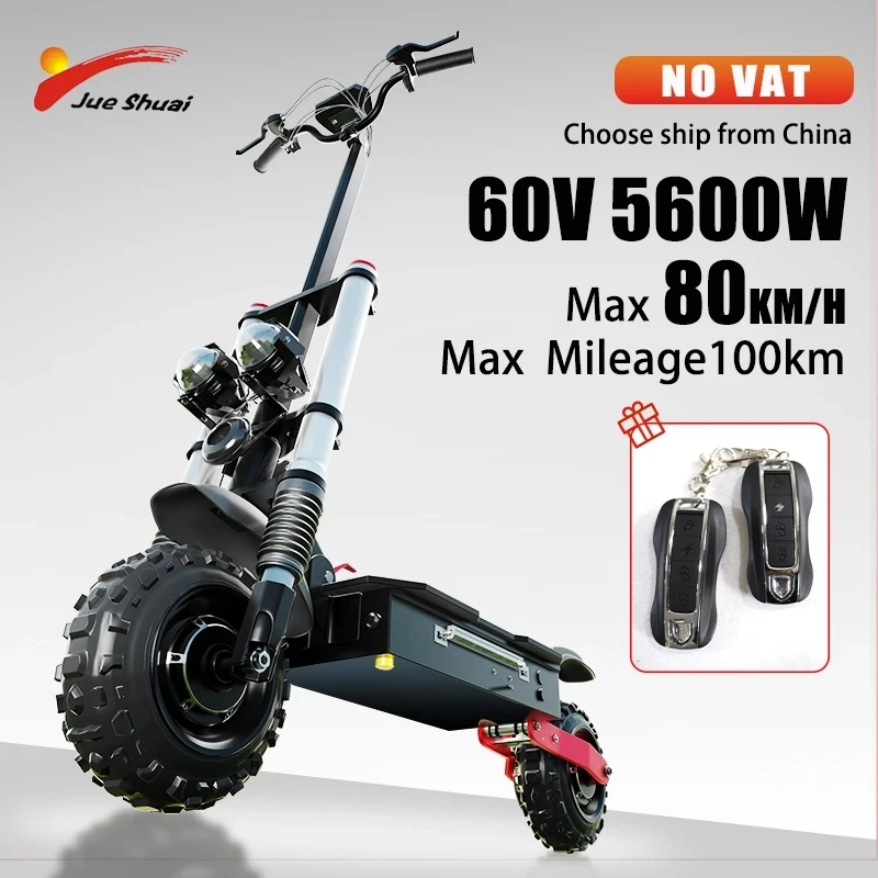 

60V 5600W Dual Drive Electric Scooter 80km/h Fast E scooter Warehouse in Europe Foldable Adult Skateboard with Seat 2 wheels