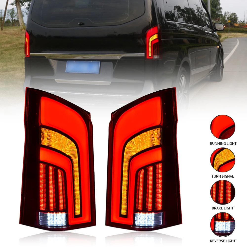 

Car LED Tail Light For Mercedes-Benz VITO 2015 - 2019 Taillights Assembly Sequential Dynamic Turn Signal Dual Reverse Lamp