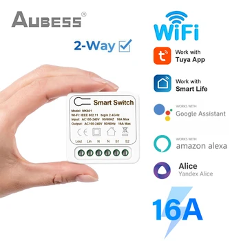 16A Mini Wifi Smart Switch Smart Home DIY Light Switches Module 2-way Control Work With Tuya Smart Life Alexa Alice Google Home 1