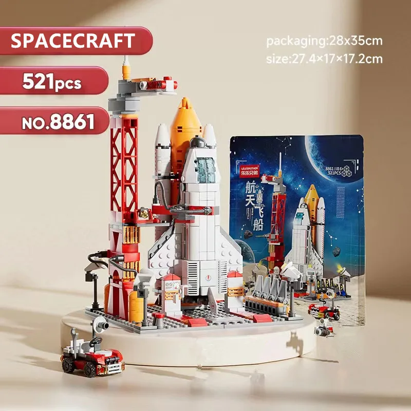 

521PCS High-tech Spacecraft Space Rocket Shuttle Building Blocks Exploration Universe Model Bricks Educational Toys for Children