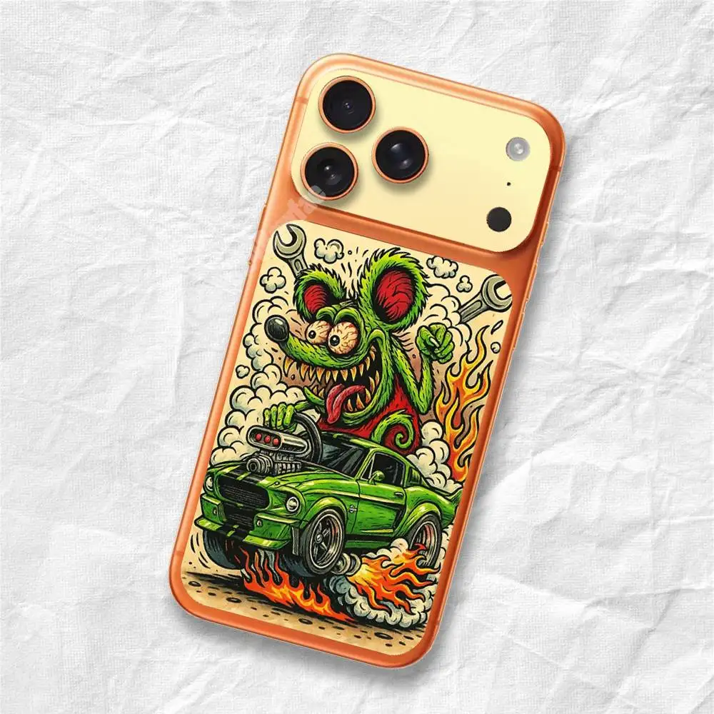 Фото Съемная УФ-пленка с изображением мультяшного персонажа R-Rat F-Fink для iPhone 17 Pro и 17 ProMax, HD-наклейка на заднюю панель. №4
