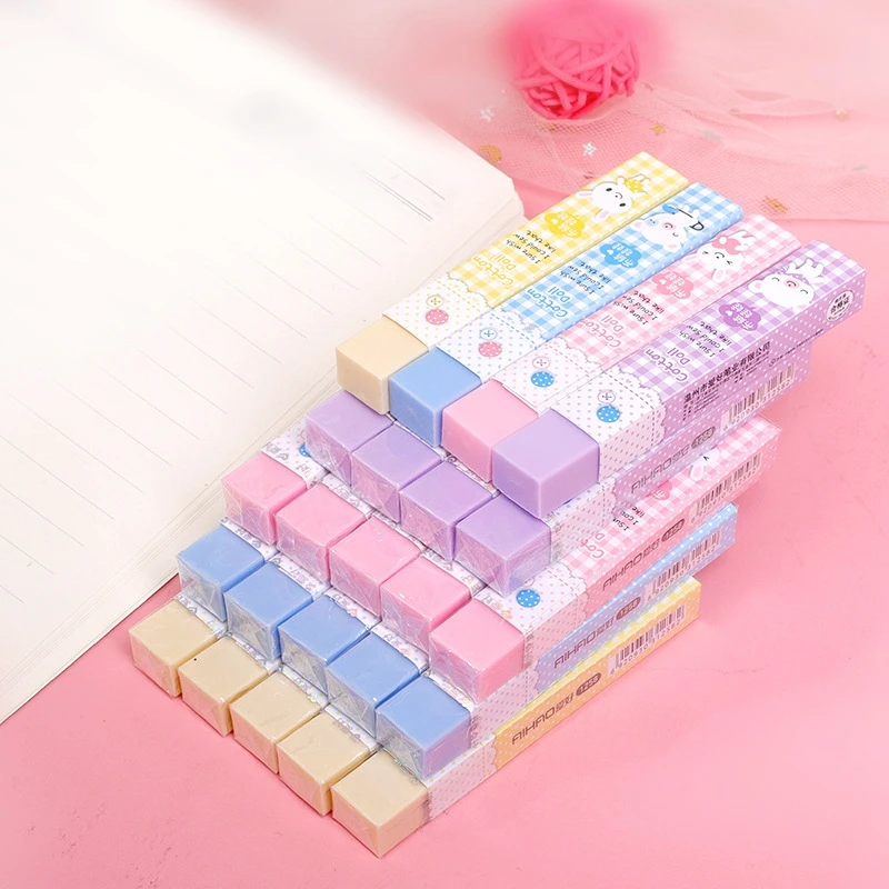 

1 Pcs Cute Candy Color Striped Soft Pencil Erasers For Kids Rubber Toy Kawaii Stationery School Office Supply Creative