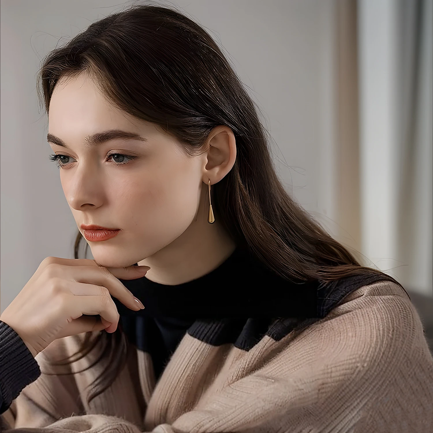 Серьги-кольца из нержавеющей стали для женщин UHBINYCA брендовые позолоченные