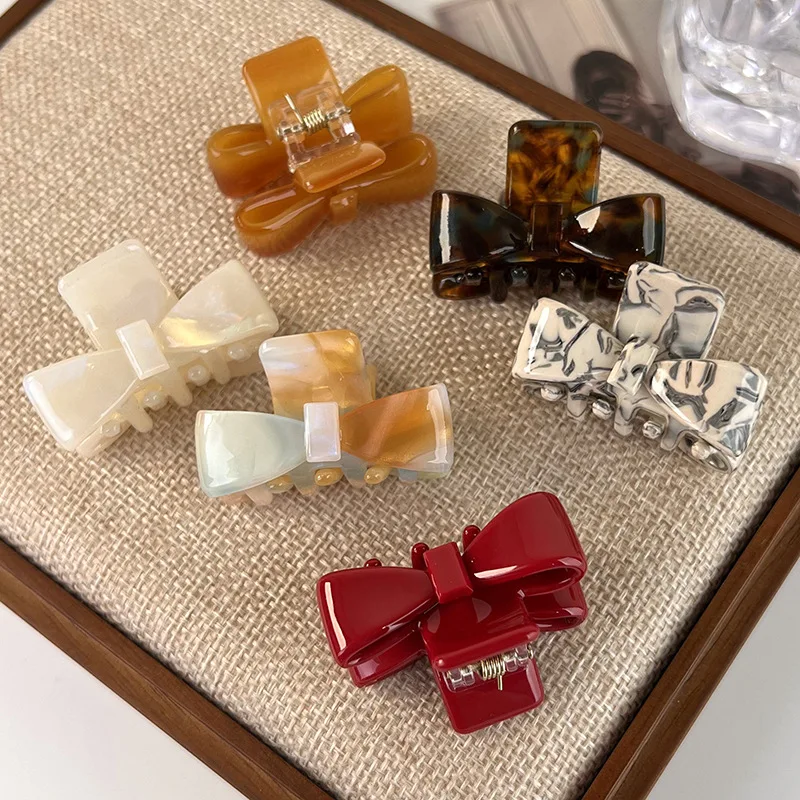 Заколка для волос в стиле ретро с милым бантом из ацетата