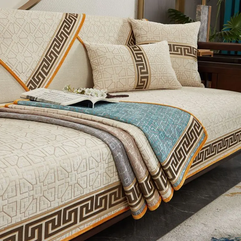 

Chinese style solid wood Sofa cushion Universal season jacquard weave Webbing seat cover antiskid abrasion resistant Sofa towel