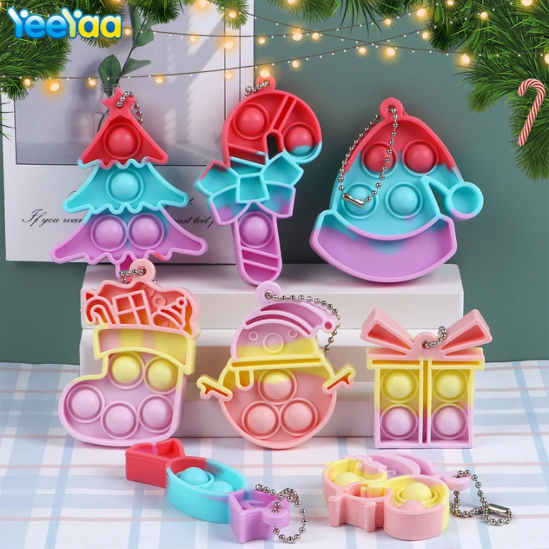 

Christmas Pop Up Bubble Cute Toys Fidget Anti-Stress Press Kids Toys Pinch Decompression For Adult And Children Xmas Gift Toys