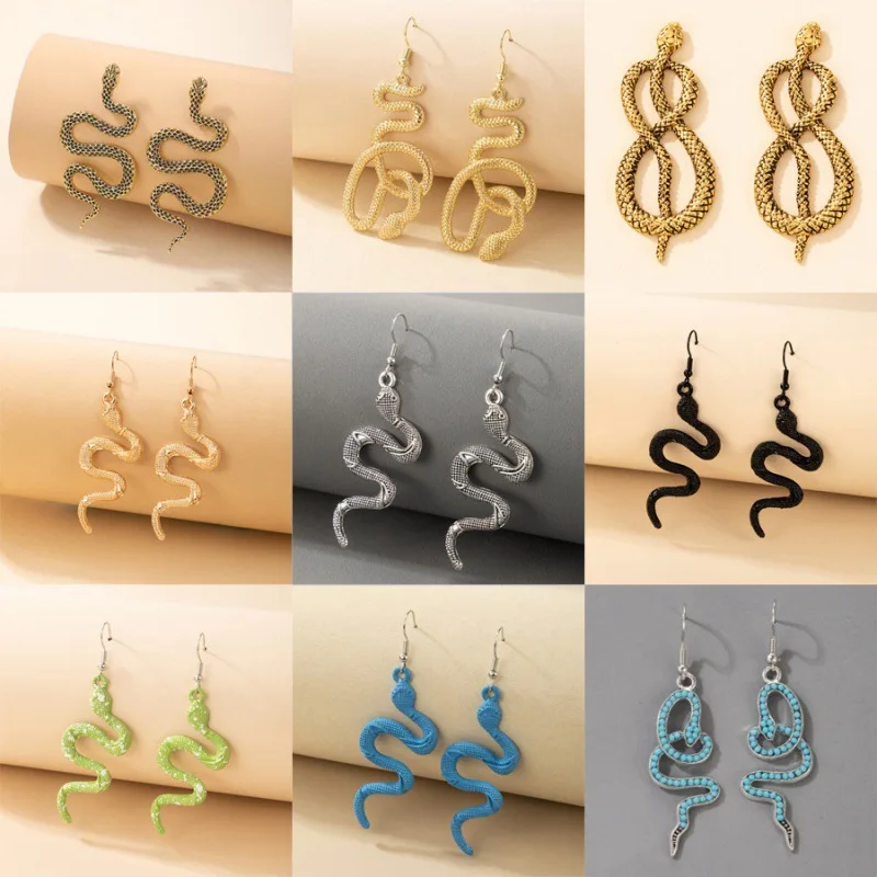 

New 2022 Exaggerated Snake Earrings New Metallic Snake Earrings