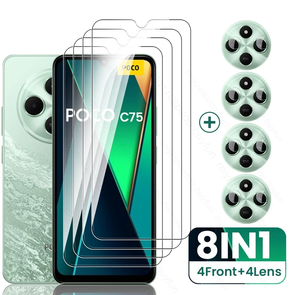Защитное стекло 8в1 для Xiaomi Poco C75 PocoC75 Poko Little C-75 C 75 75C 4G NFC 2024 Защитная пленка