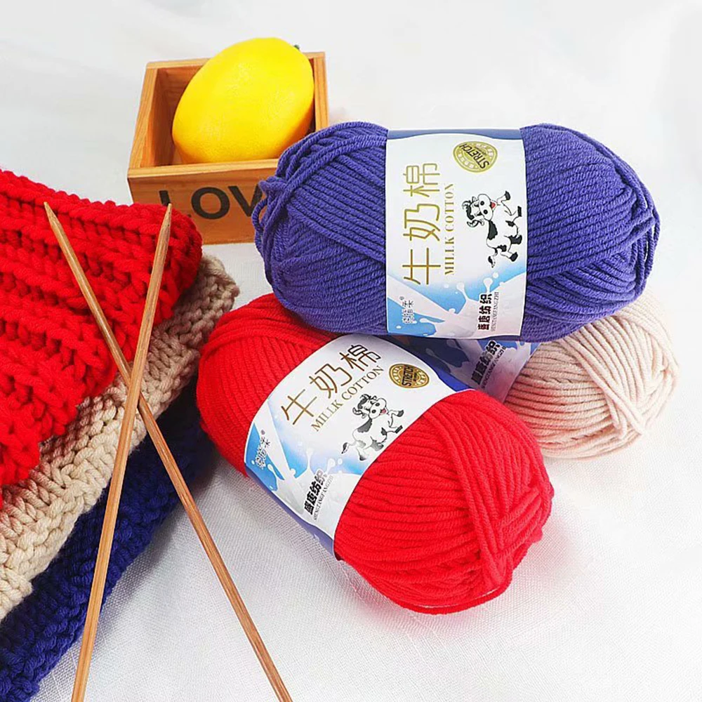 

15 Colors 5ply Milk Cotton Crochet Yarn High Quality Soft Hand Knitting Line For Sweater And Scarf DIY