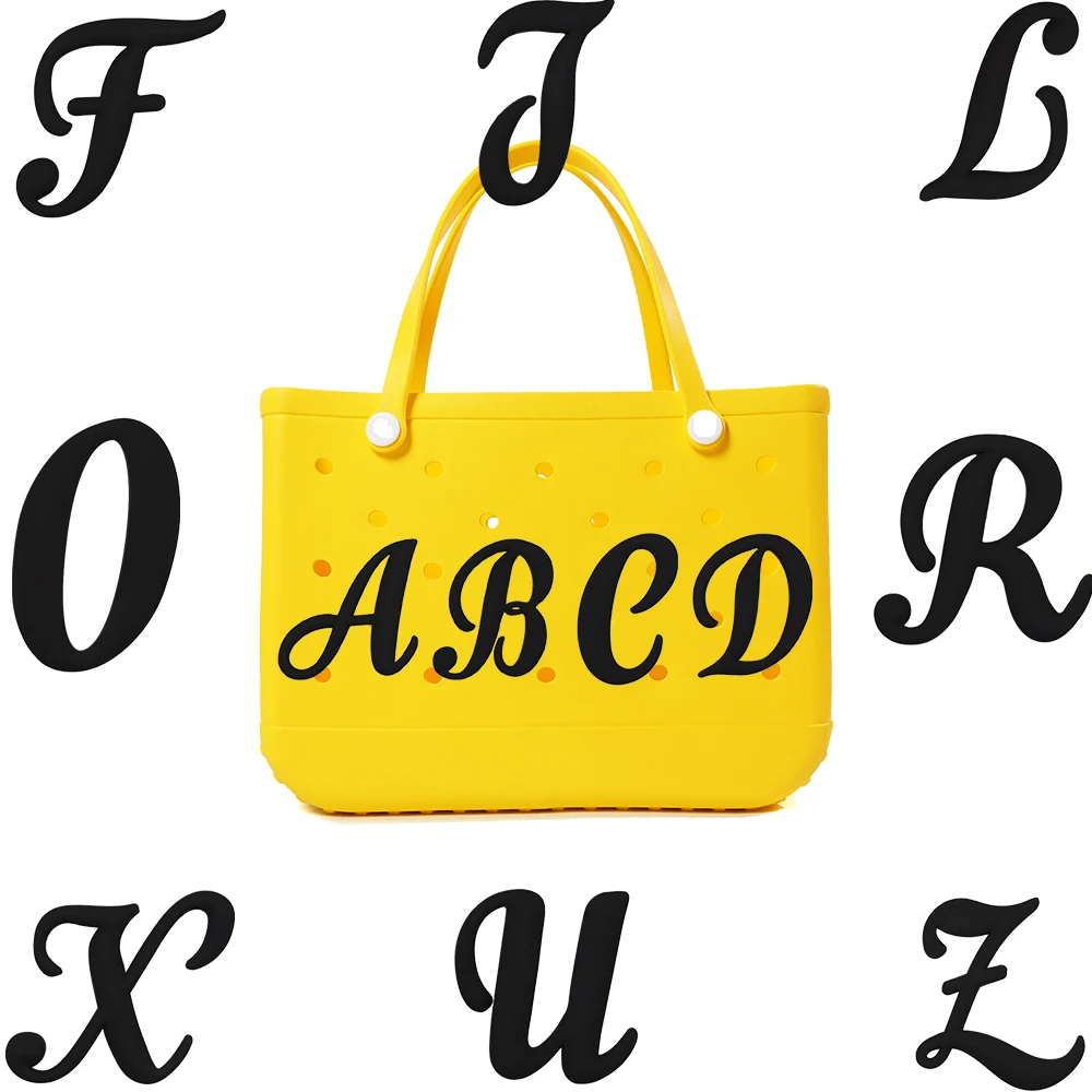 Фото 1PCS Black Alphabet Women's Bag Charms 26 Letters A-Z Bag Accessories Fashion Travel Beach Handbag Pendant Tote Bag Decoration №1
