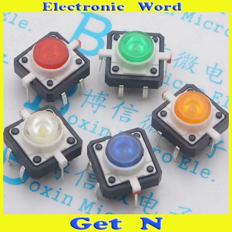 

50 шт. 12*12 маленький 4-контактный сброс вертикального типа переключатель с желсветодиодный Одом 12*12 нормально открытый кнопочный микро-перек...