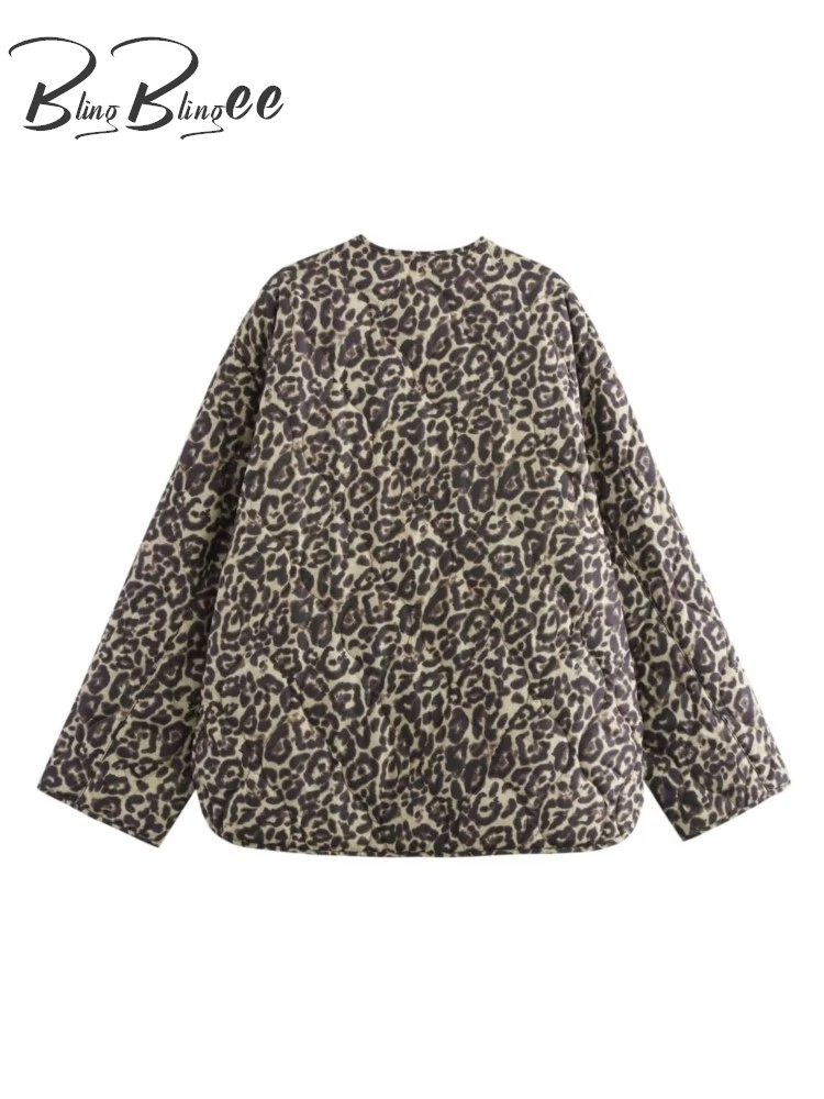 Женское хлопковое пальто с леопардовым принтом на молнии карманами