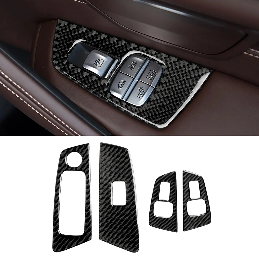 

Window Lift Switch Panel Decoration Cover Trim Decal Sticker for BMW 5 Series G38 528LI 530LI 540LI Car Accessory Carbon Fiber