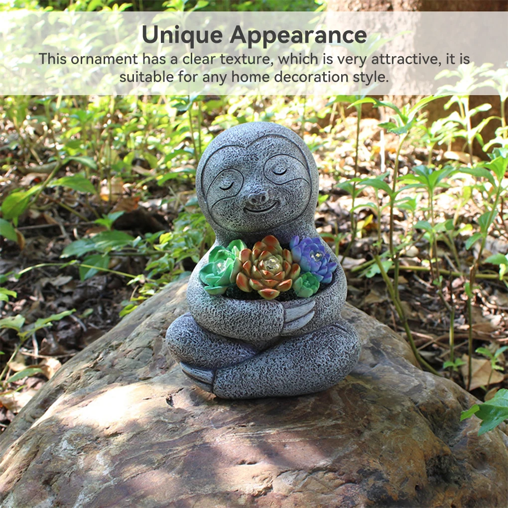 

Ornaments Solar Lights Resin Sloth Statue Furnishing Lawn Outdoor