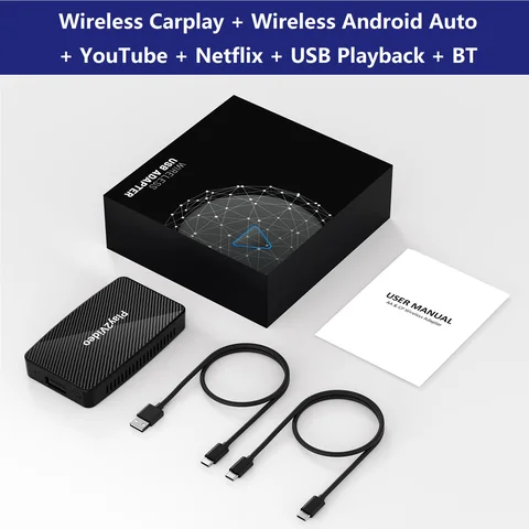 Apple Carplay Wireless Adapter Android Auto Mini Ai TV Box Car Play Inalambrico Dongle Para Coche Sans Fil USB Streaming Player