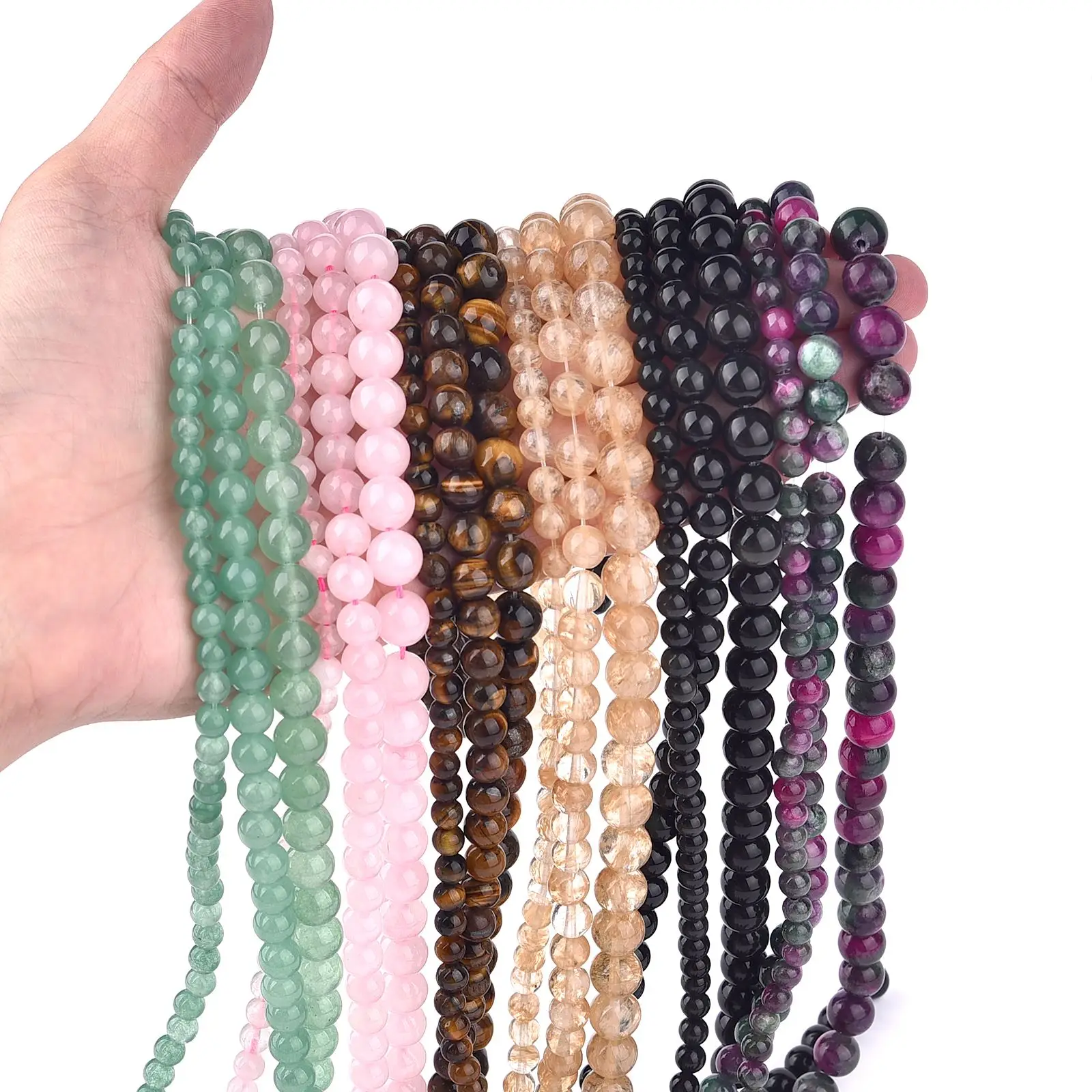 

Бусина с круглым тигровым глазом для ожерелья, 1 струна, 6/8/10 мм