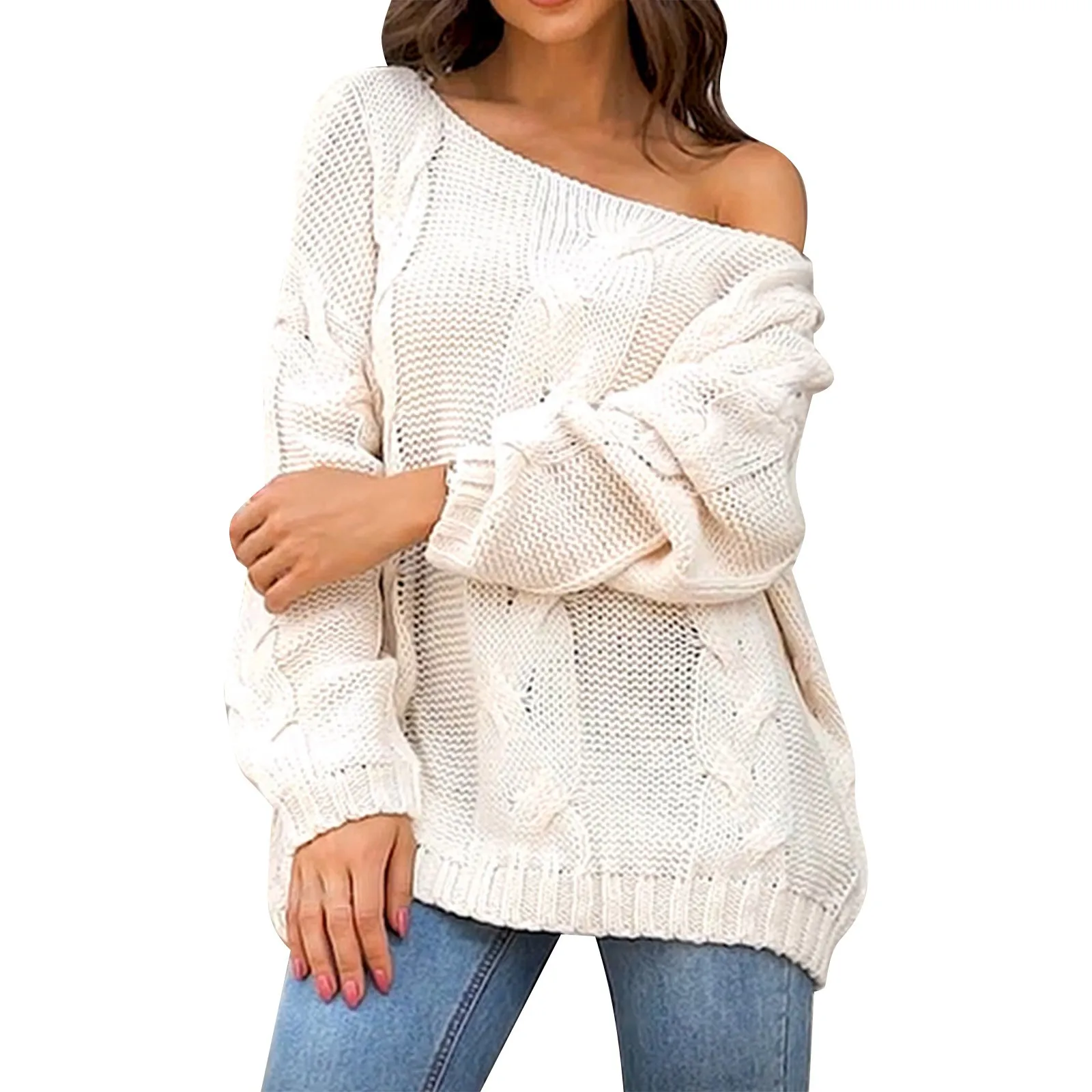 

Women's Long Sleeve Loose Knit Fashion Sweater Women's Pullover Sweaters
