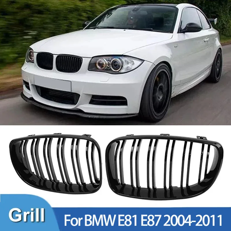 Для BMW 1 серии E81 E87 2004-2011 глянцевая черная решетка передний бампер автомобиля