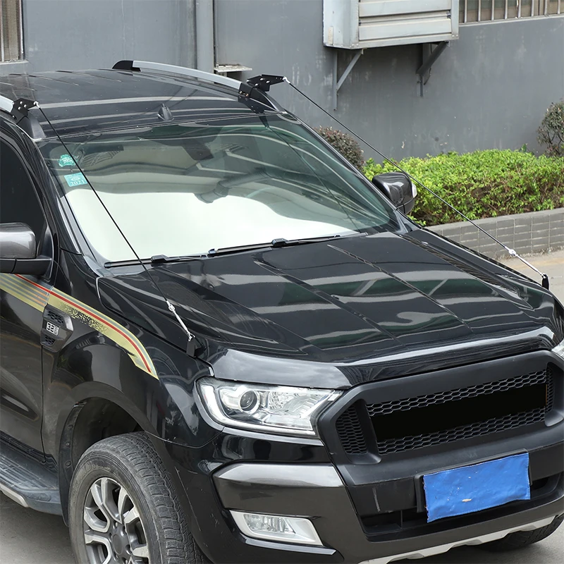 Фото Для 15-21 Ford Ranger T6 T7 T8 автомобиля из углеродистой стали через джунгли, защита капота, защелка, замок, препятствие, устранение веревки, аксессуары №4