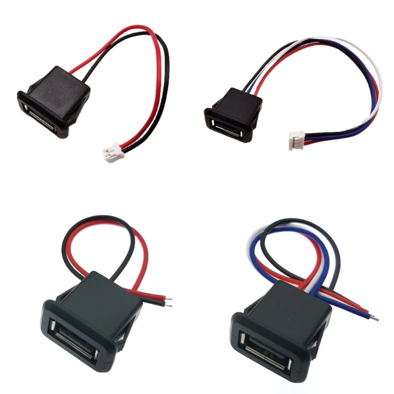 

5pcs 2Pin 4Pin USB2.0 Female Power-Jack 2P4P Charging Port Connector Data-Interface with Cable USB Charger Socket F1FB