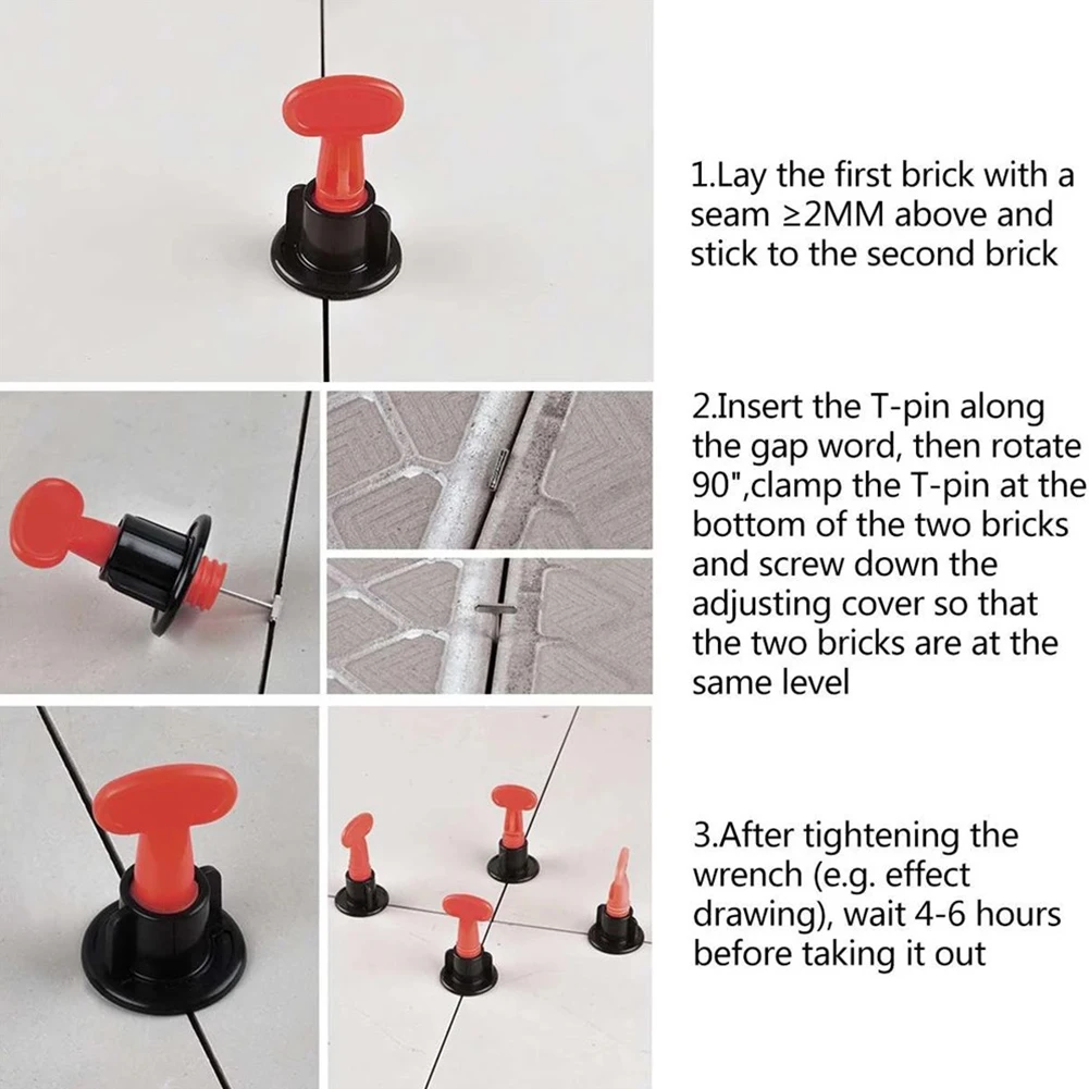 

126* Reusable Tile Leveling System Wall Floor Tile Leveler Spacers With Wrench For Construction Tools Accessories