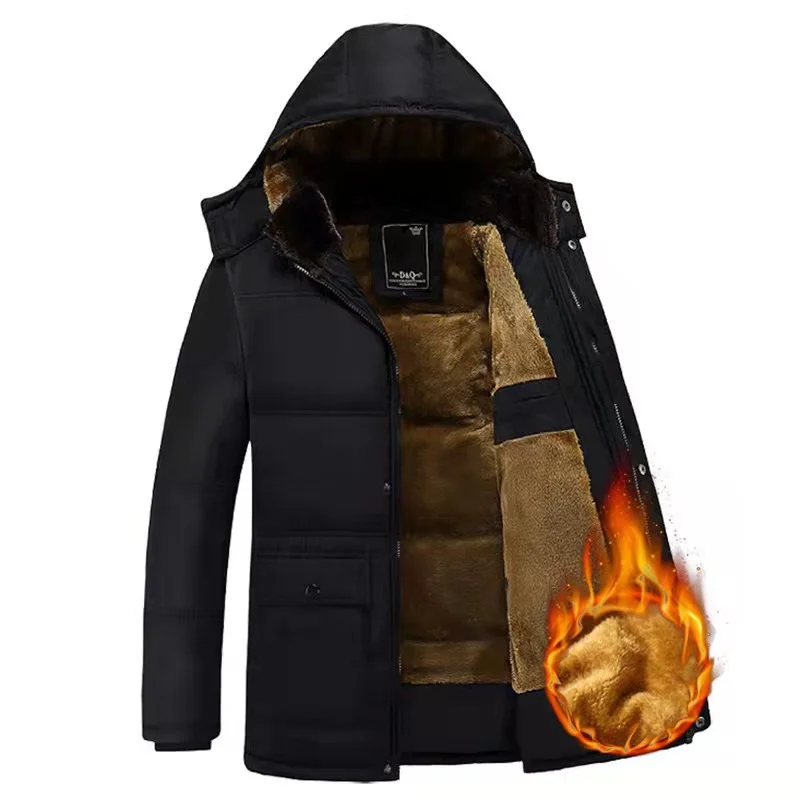 

2022 Winter Coat Plush Thick Men Warm Hooded Coats Parka Jackets Men Outwear Waterproof Men Autumn Fashion Casual Parkas Male