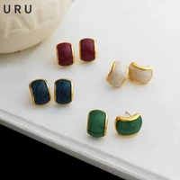 modern jewelry s925 needle colorful enamel earrings delicate design green red white blue stud earrings for women party gifts