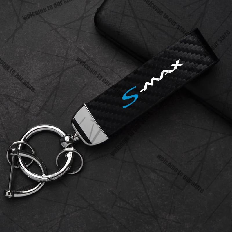 

Автомобильный брелок для Ford S-MAX C-MAX MK3 MK2 MK4 ST с логотипом из углеродного волокна, кожи, эмблема из цинкового сплава, брелок, аксессуары