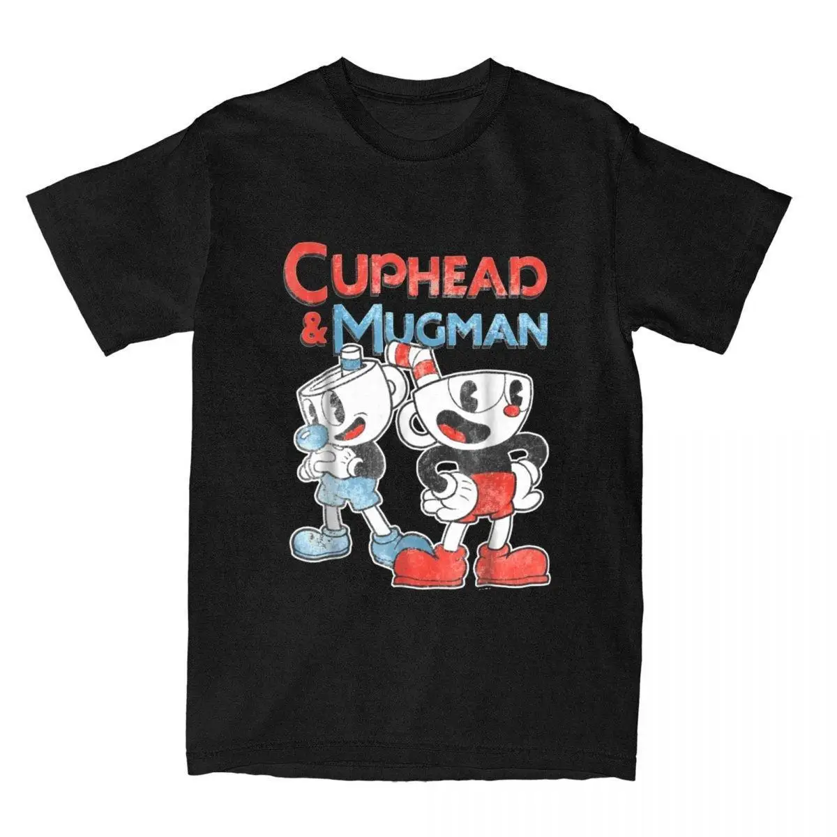 

Cuphead Mugman Dynamic Duo Men's T Shirts Retro Games Leisure Tee Shirt Short Sleeve O Neck T-Shirts Cotton Birthday Clothing