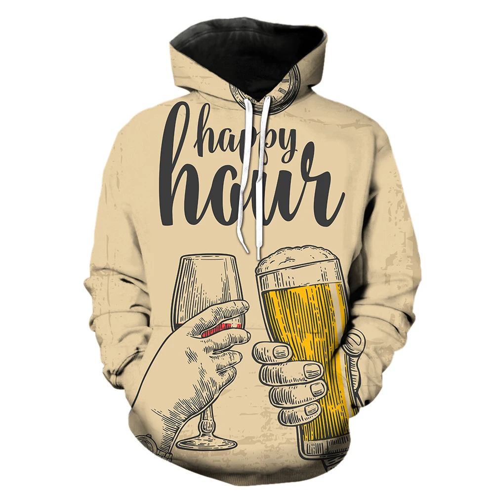 

European Style Beer Festival Men's Hoodies Cool Tops With Hood Jackets Hip Hop Pullover Long Sleeve Streetwear 2022 Hot Sale
