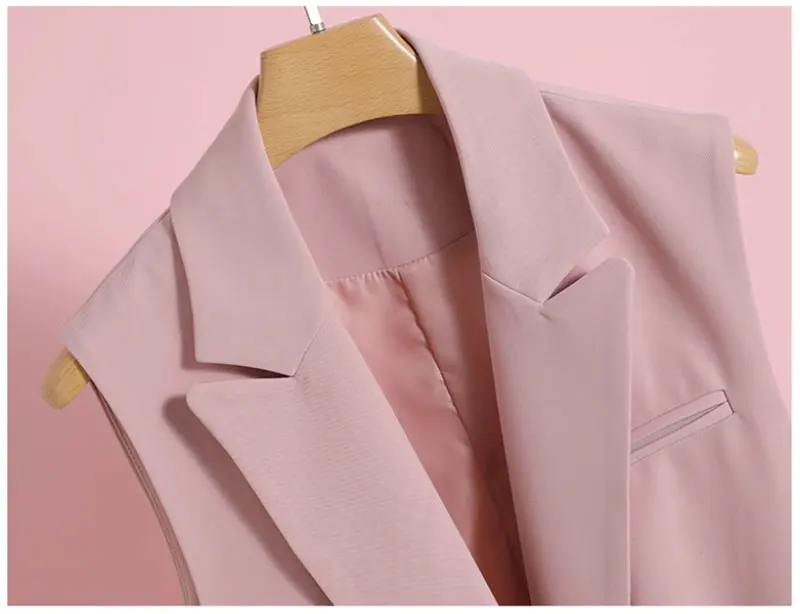 Женский однотонный двубортный жилет розовый жакет без рукавов с