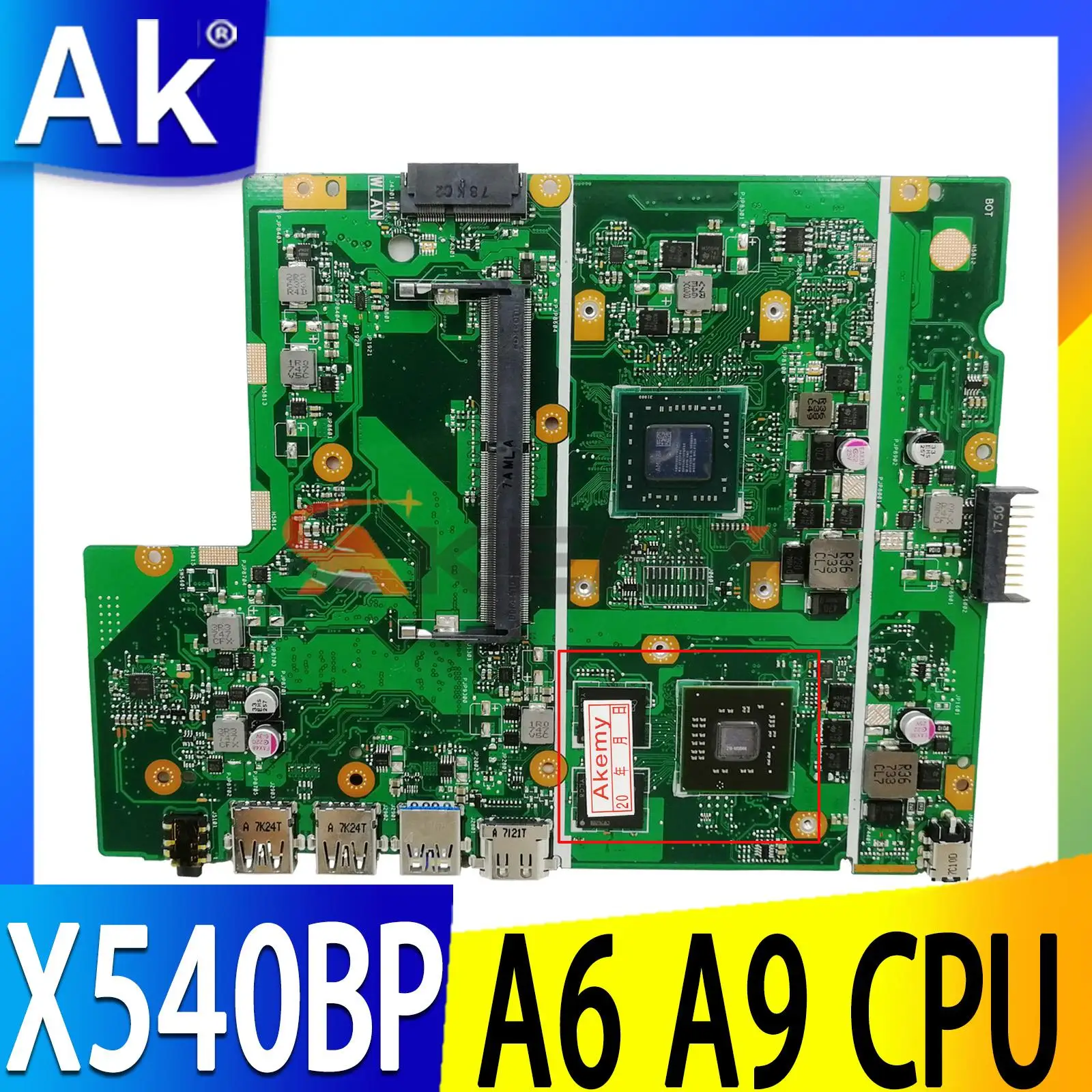 

X540BP Mainboard With AMD A6-9225 A9-9425 CPU For ASUS X540 X540BP X540BA X540B Laptop Motherboard 100% Working Well