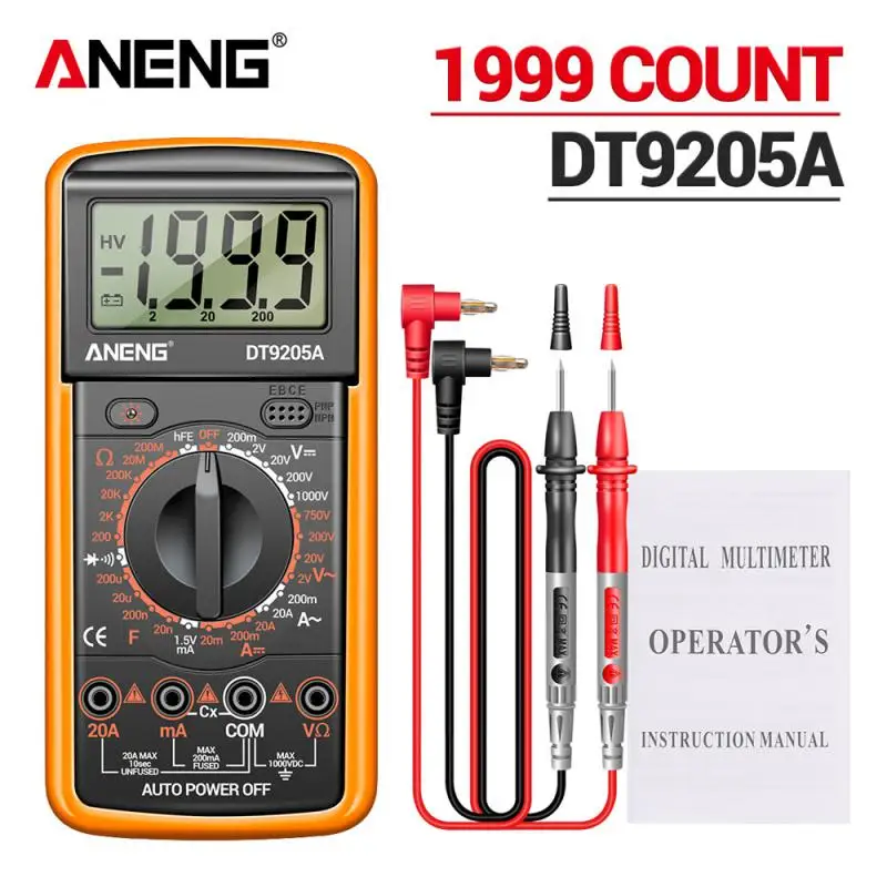 

ANENG DT9205A-12 Digital Multimeter Profesional AC/DC Transistor Tester Meter Portable Analog Auto Range Multimetro Volt Diode