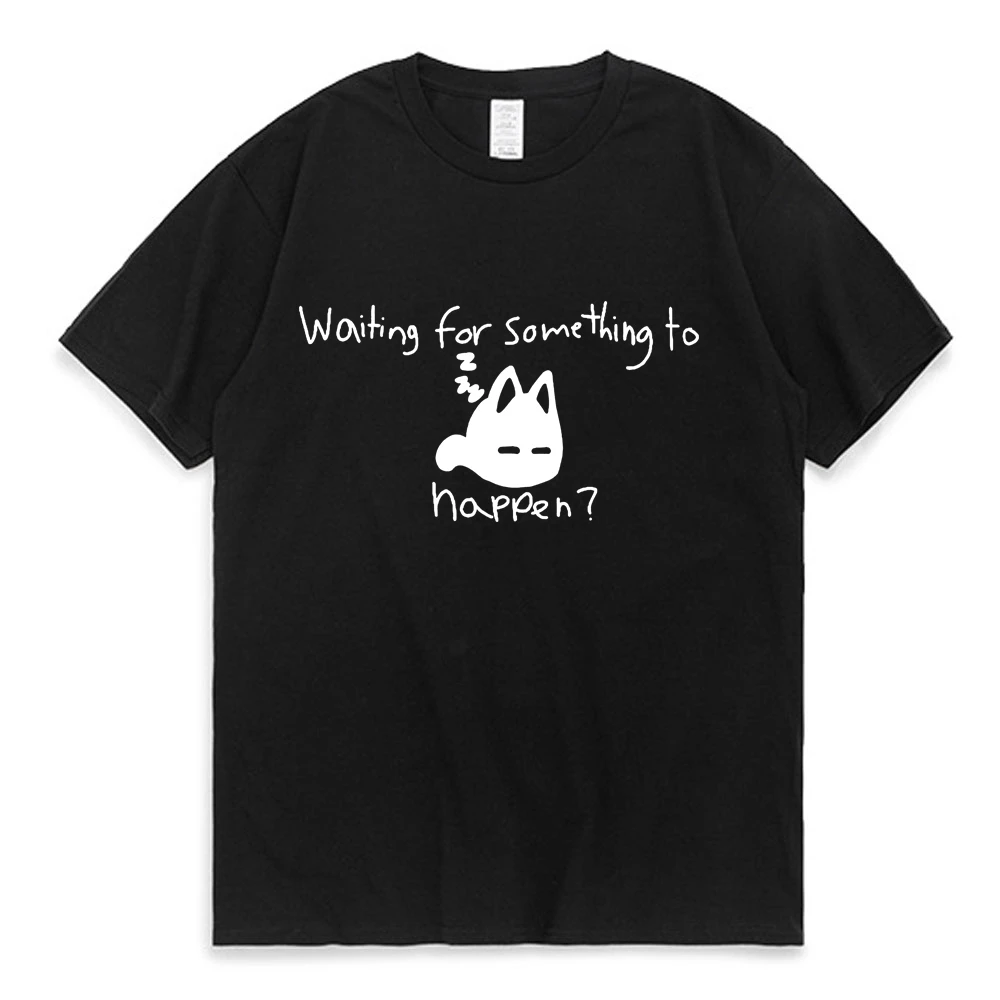 

Cat Loevr Waiting for Something To Happen Omori Cat Inspired T Shirt Cartoon Cute Graphics T-shirt Men Women Streetwear Tees