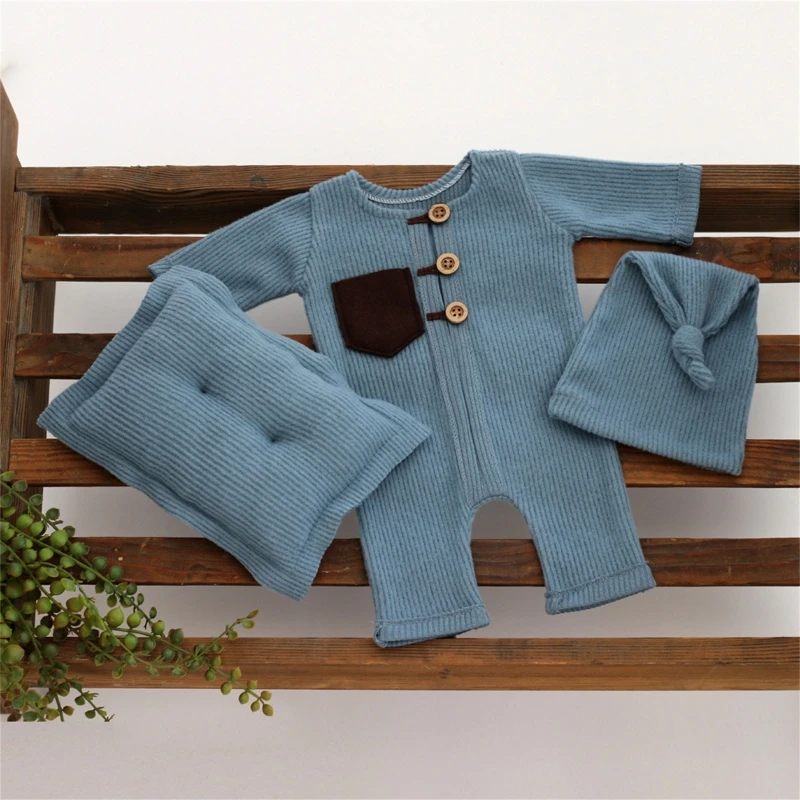 

3Pcs/Set Baby Photography Props Outfits Boy Girl Stretch Elf Knot Sleepy Hat Bodysuit Pillow Accessories Jumpsuit Pajama Costume