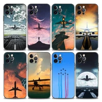 aircraft plane airplane phone case for iphone 11 12 13 pro max 7 8 se xr xs max 5 5s 6 6s plus shellcase soft tpu silicone cover