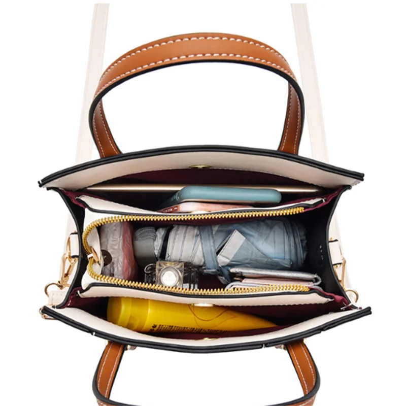 Fashion Luggage &Bags Women's Handbags Crossbody NEW Contrasting Color Stitching Large Capacity PU Business  Ladies Bolsos