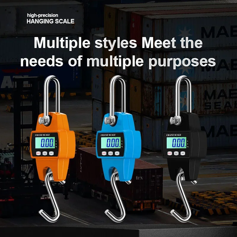 300kg High Precision Crane Scale Heavy Duty kg/Ib/N Hanging Hook Scales Portable Digital Stainless Steel Fishing Scrane