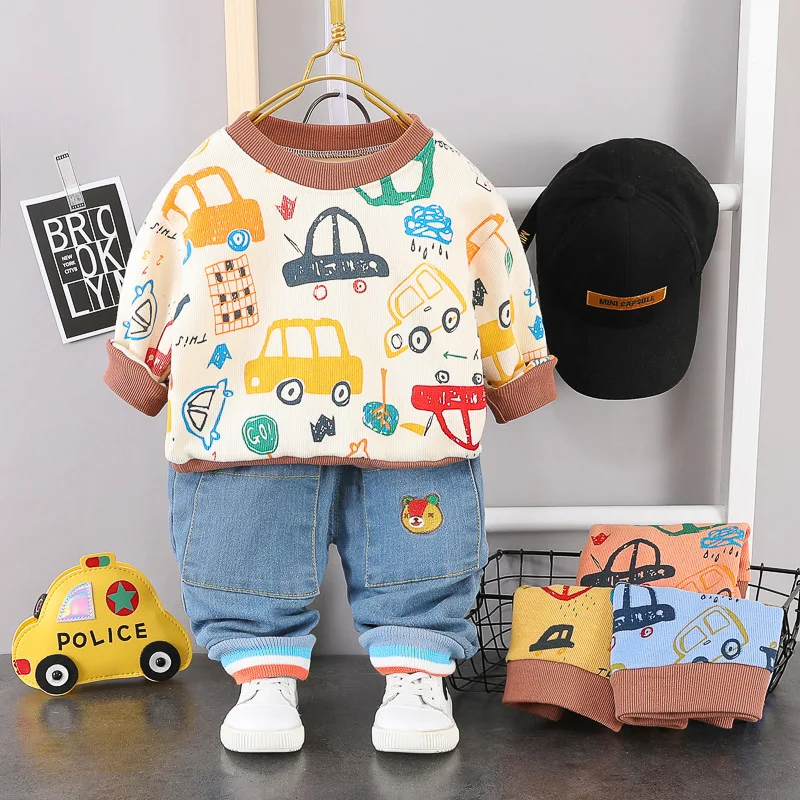 

New Spring Autumn Children Baby Boys Girls Cotton Clothes Cartoon T Shirt Pants 2Pcs/sets Toddler Outfit Kids Tracksuit 0-4Years