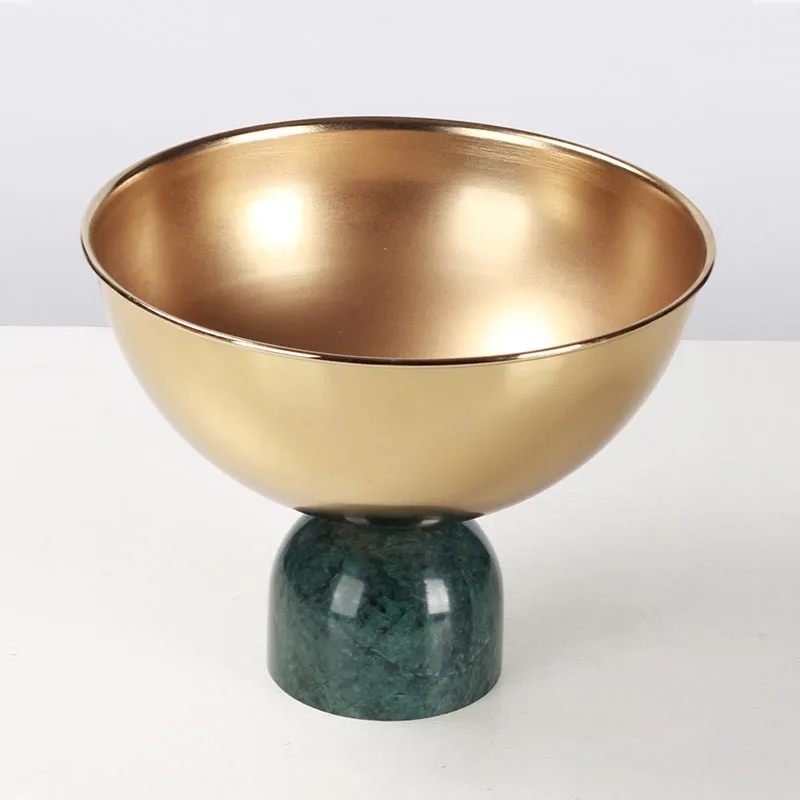 Мраморное украшение круглый поднос для фруктов на высоких ножках металлическая