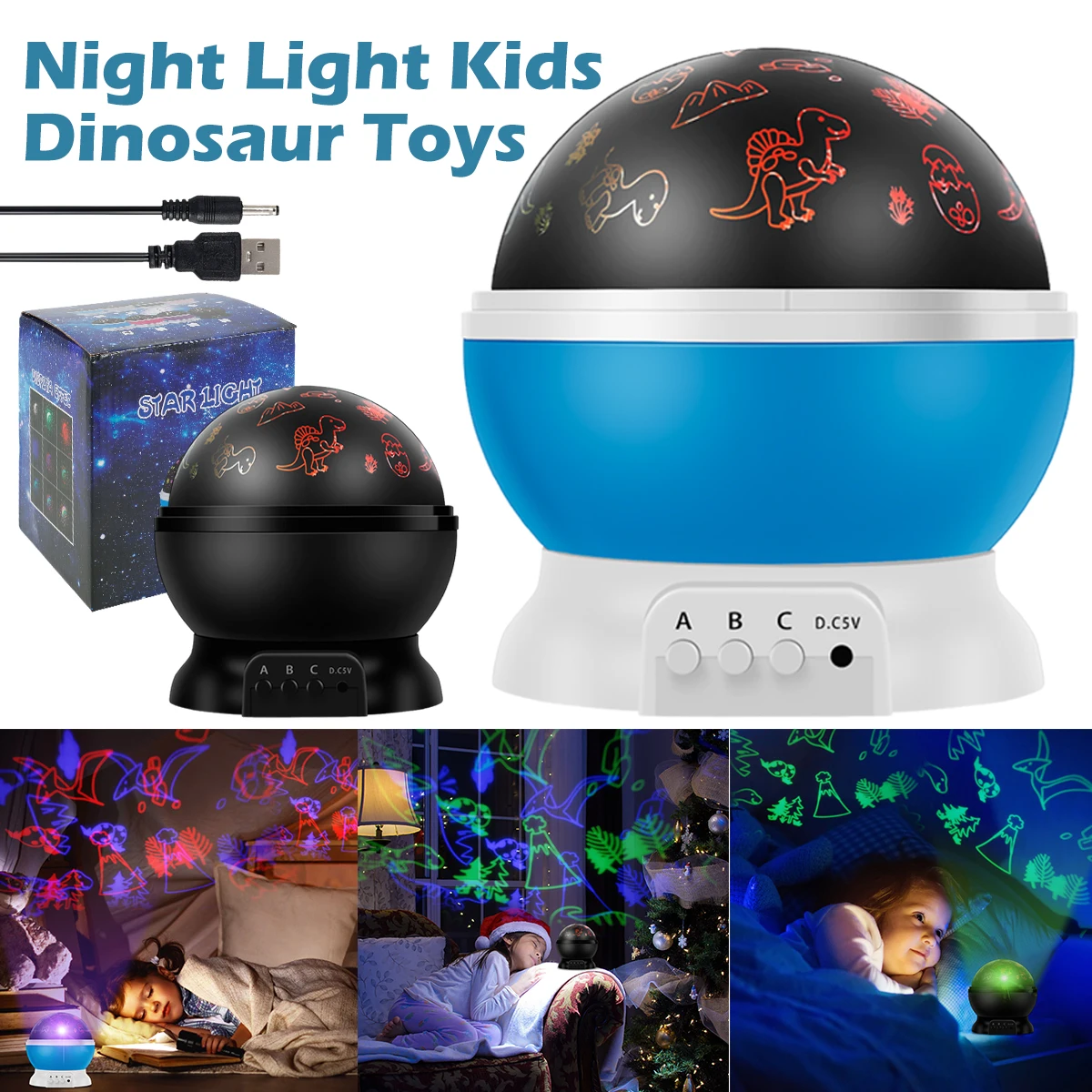 Динозавр галактика Звезда проектор ночной свет USB Зарядка светодиодная лампа для