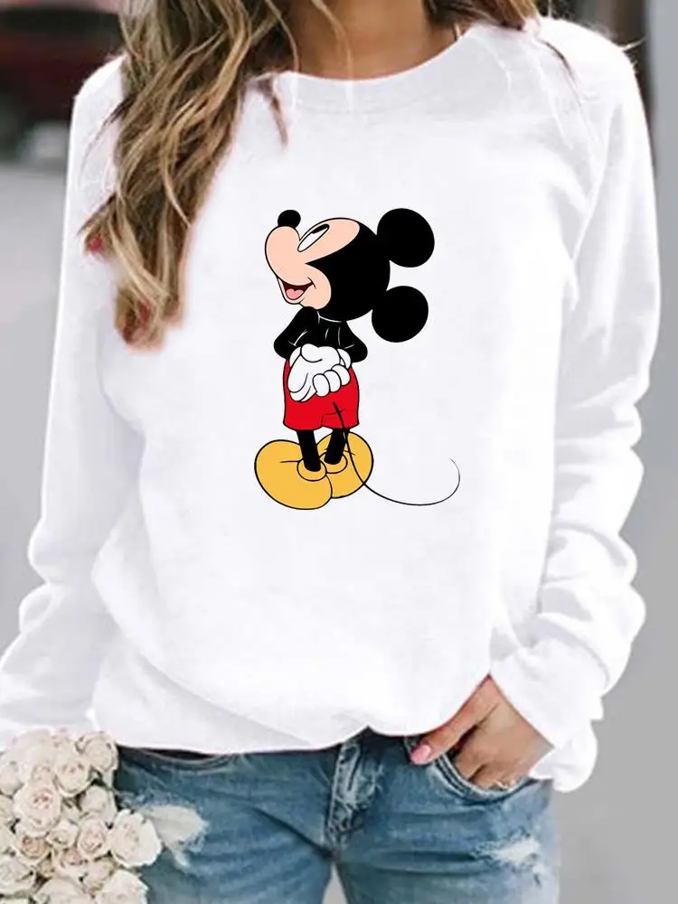 

Female Mickey Mouse Pullovers Holiday Graphic Sweatshirt Disney Sweet Cartoon 90s Cute Fashion Print Women Casual Autumn Spring