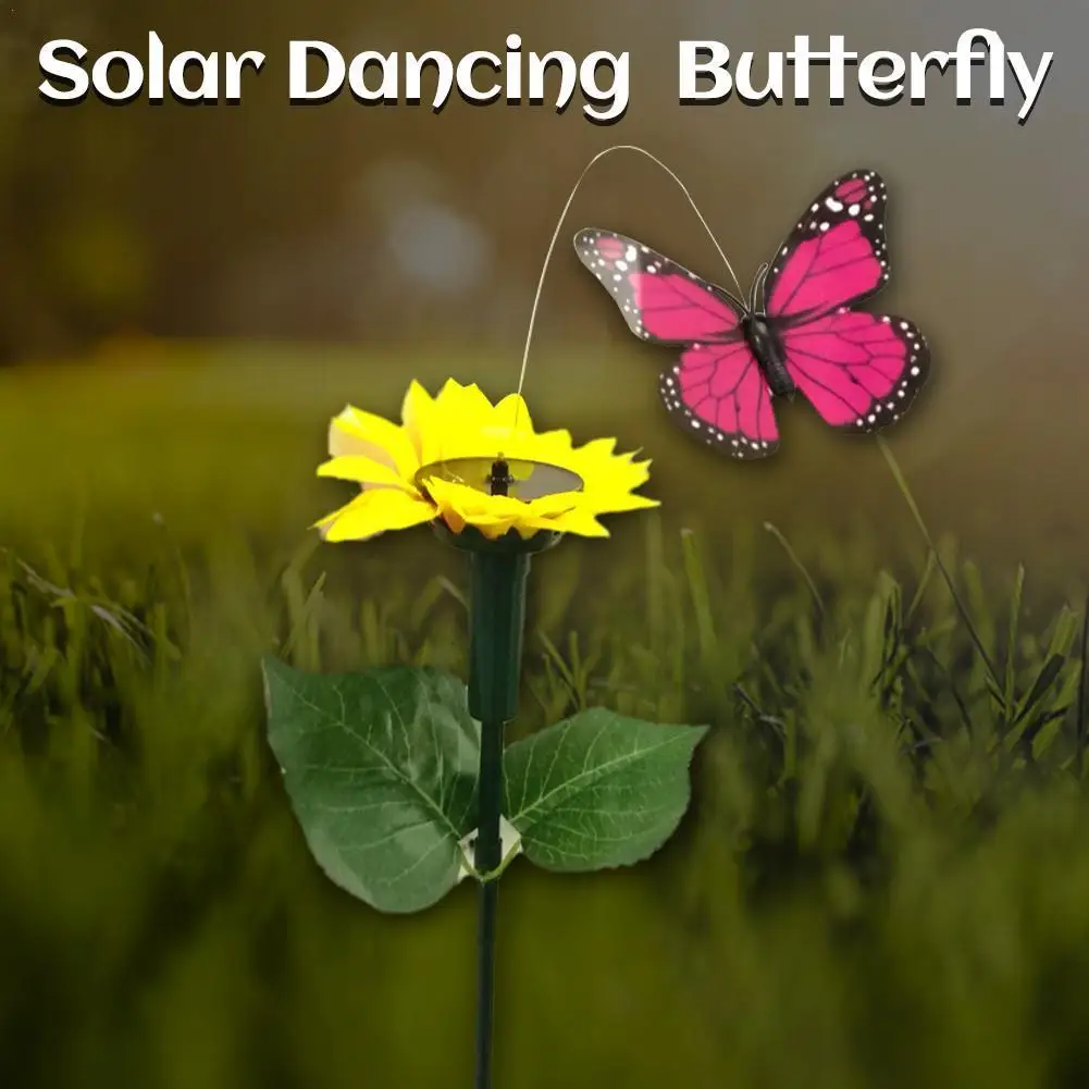 

Solar Sunflower Flower Butterfly Hummingbird Lawn Decoration Butterfly Bird Solar Feather Flying C0Y4