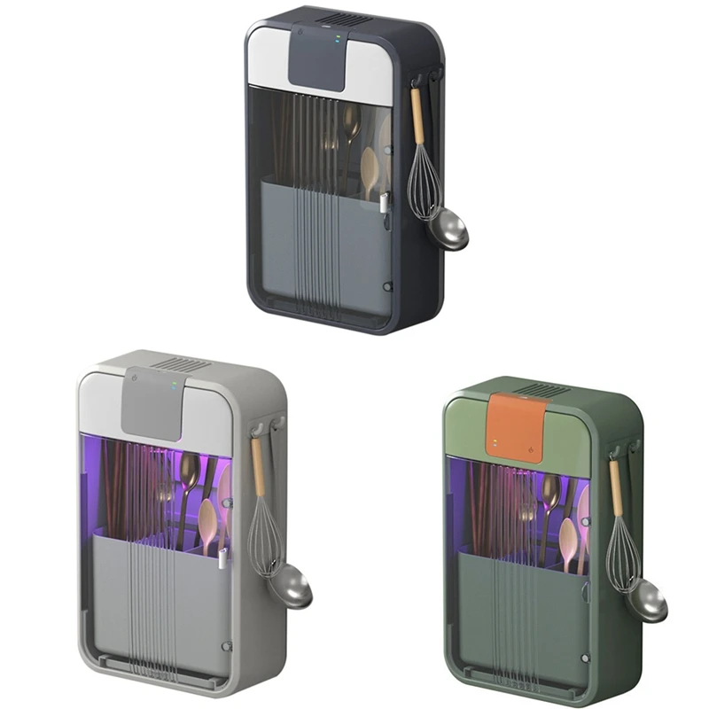 

UV Disinfection Cutlery Holder Punch-Free Wall-Mounted Kitchen Storage Shelf Tableware Disinfection Drying