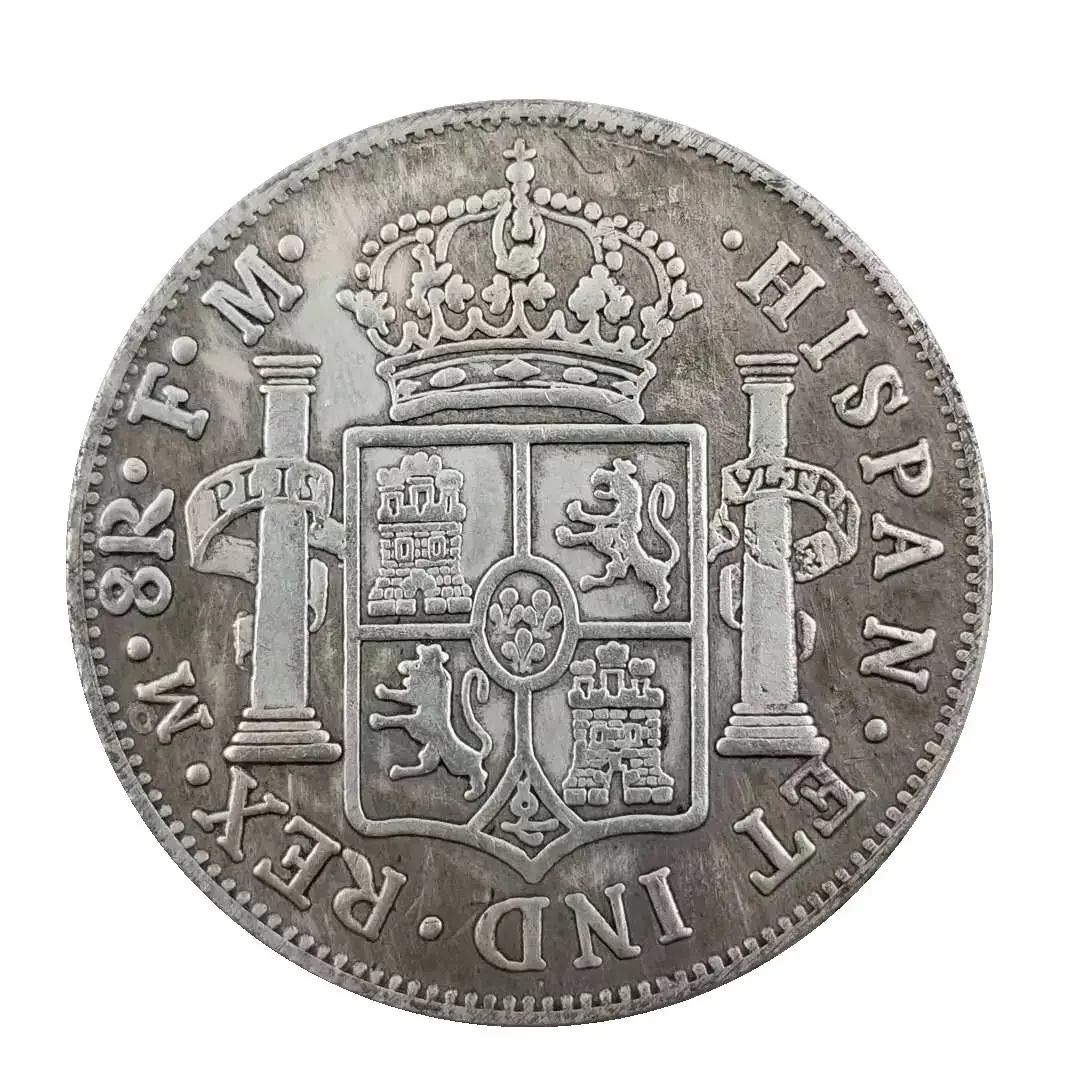 Фото Копия 1786, испанские старые монеты с двойной колонной Карлоса III, антикварные поделки, серебряные долларовые праздничные подарочные коллекционные монеты №3