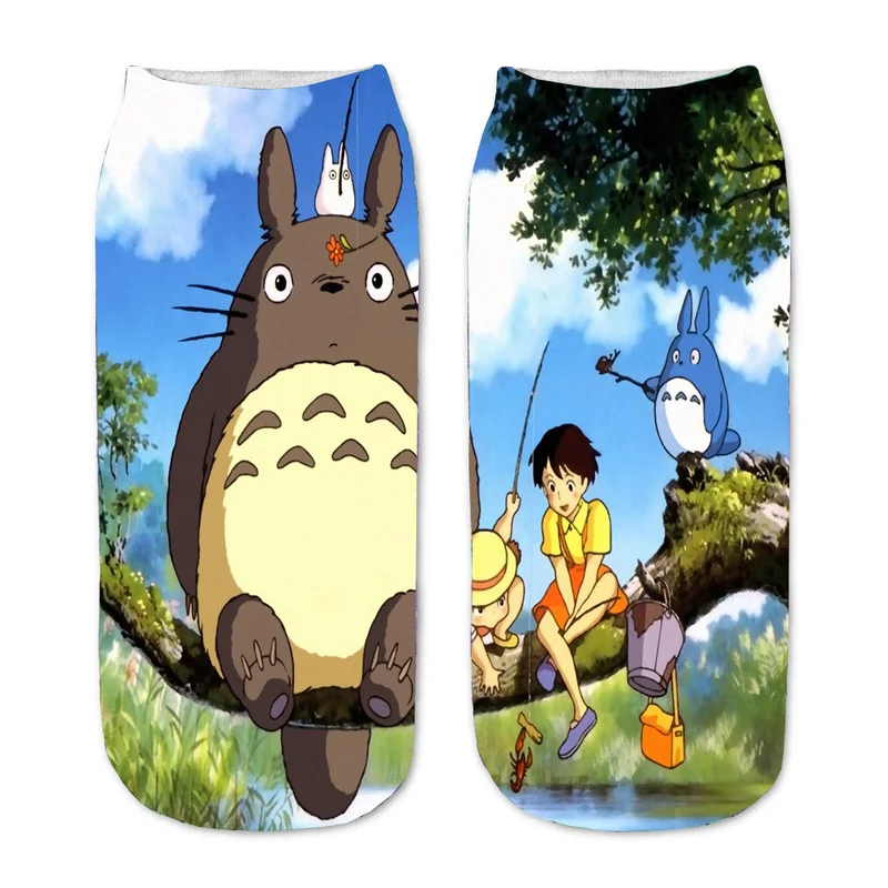 Totoro Women Sock Cartoon Ladies Socks Kawaii Calcifer Casual Hayao Miyazaki Printed No Face Man Fairydust Sox Korean Socken